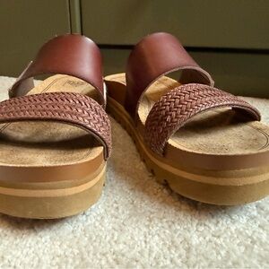 Reef Women's Brown Braided Platform Slide Sandals